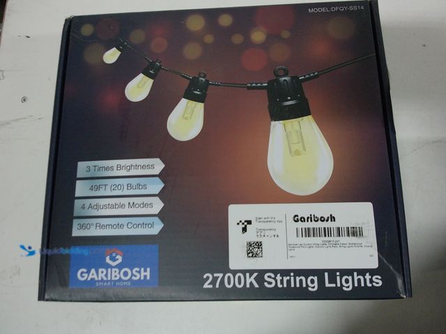 Lot 49-1555742 - Garibosh 50 Ft led outdoor string lights dimmerable edison shatterproof water proof patio lights out...