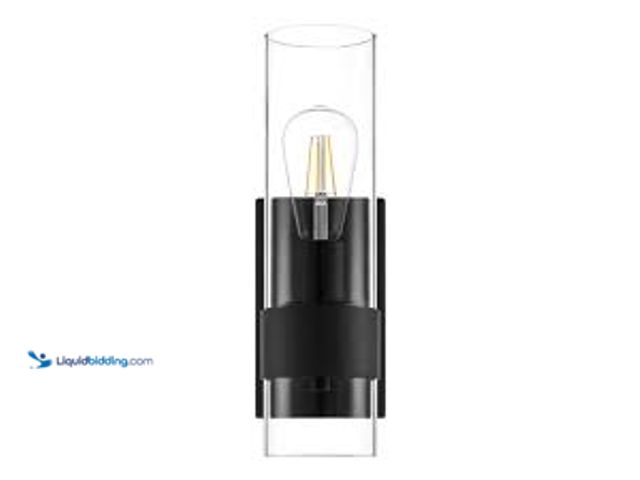 Lot 49-5411832 - Hampton Bay Denbeck 4.5 in. W Matte Black 1-Light Sconce Clear Glass. Model # KVB1301AX-01. Unused
