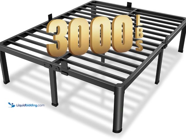 Lot 49-3564307 - MAF 14 Inch King Metal Platform Bed Frame with Round Corner Legs, 3000 LBS Heavy Duty Steel Slats Su...