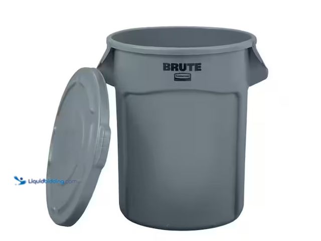 Lot 49-1569637 - Rubbermaid Commercial Products BRUTE 32 Gal. Grey Vented Plastic Outdoor Trash Can For Restaurants/O...