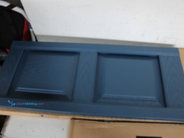 Lot 49-3631051 - Lot of (2) Builders Edge 14.75 in. x 35 in. Raised Panel Vinyl Exterior Shutters Pair in Classic Blu...