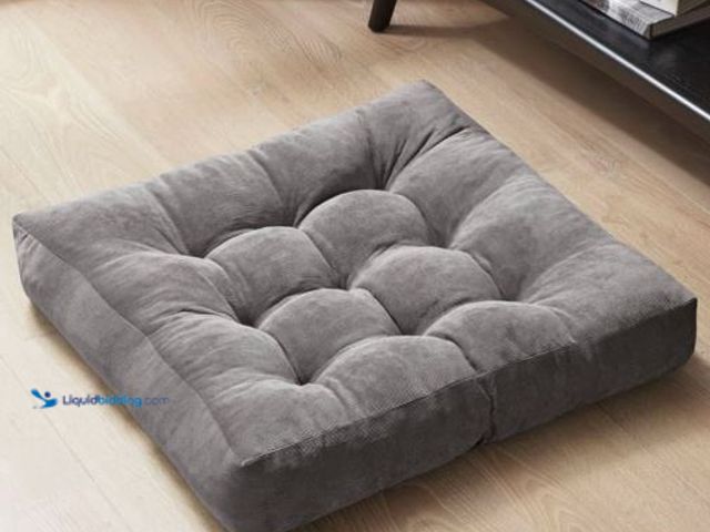 Lot 49-5436585 - Degrees of Comfort Meditation Floor Pillow, Square Large Pillows Seating for Adults, Gray Tufted Cor...