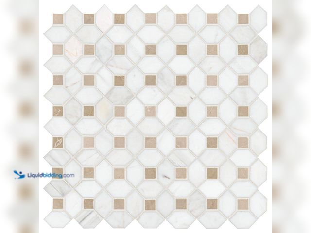 Lot 49-3614922 - Approx 10sq/ft MSI Bianco Dolomite Crema Dotty 13x13 Polished Marble Mesh-Mounted Mosaic Tile - Unus...