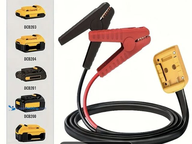 Lot 49-1792531 - New Compatible With 20 V DeWalt batteryCar Jumper Starter Cable with Adapter, , 1ft Portable Storage...