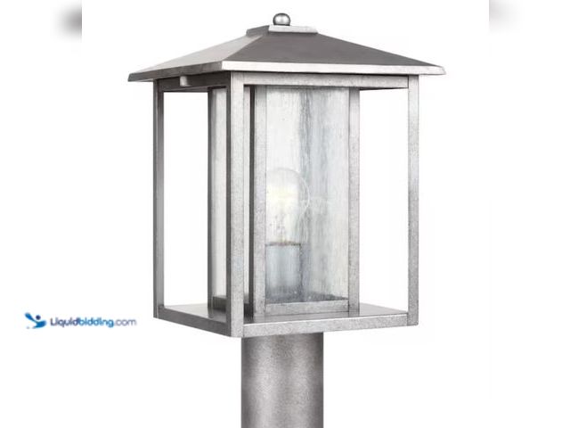Lot 49-1550357 - Generation Lighting Hunnington 1-Light Weathered Pewter Outdoor Post Top, Model # 82027-57, Unused, ...