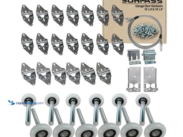 Lot 49-3481611 - Surpass Garage Door Hardware Kit Roller/Hinge/Top Bracket/Wire Rope (for 16'x8' and 18'x8' Height Do...