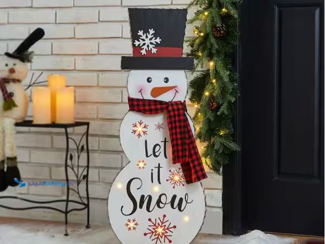 Lot 49-1541760 - Glitzhome 36 in. H Wooden Christmas Snowman Porch Decor Lighted, Model # 2010100023, Unused, Minor c...