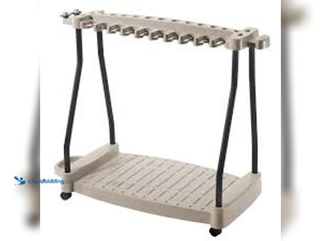 Lot 49-5415582 - Suncast 42 in. Plastic Wheeled Tool Storage Rack. Model # RTC1000. New/factory sealed.