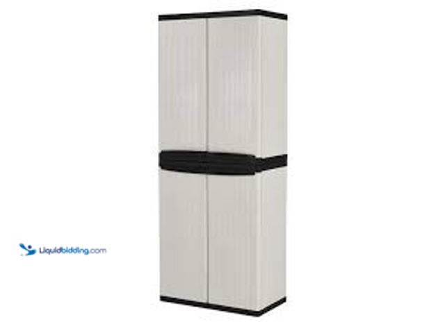 Lot 49-5414794 - Premium One 26.9 in. W x 33.8 in. H x 15.8 in. D 2-Shelf Resin Freestanding Cabinet in Grey Model # ...