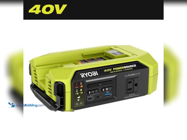 Lot 49-5556968 - RYOBI
40V 300-Watt Portable Battery Inverter Power Source and 40V Battery Charger (Tool Only), Mode...