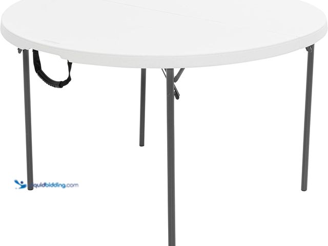Lot 49-3536404 - Lifetime Light Commercial Fold-in-Half Round Table, 4-Foot. Model: 841101001264. Unused