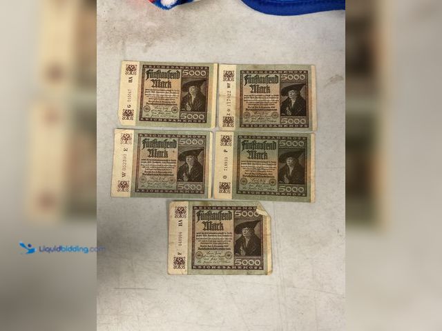 Lot 49-1830709 - LOT OF 5 REICHSBANKNOTE 5000 MARK GERMANY 1922 FOREIGN CURRENCY #COINS0219