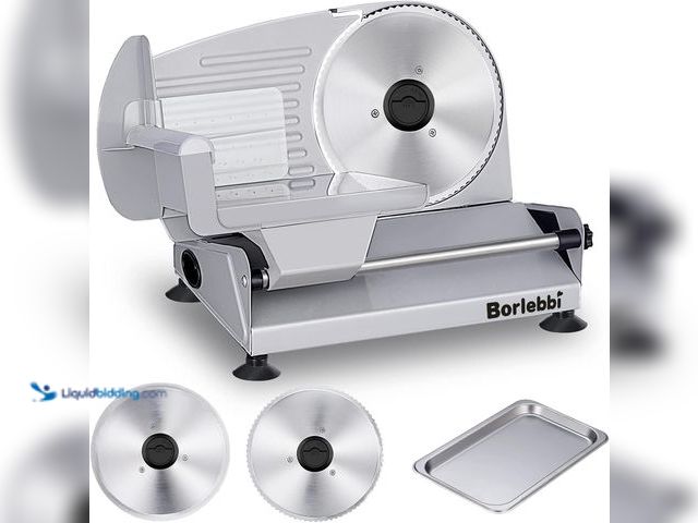 Lot 49-5487644 - Meat Slicer, 200W Electric Food Slicer with 2 Removable 7.5" Stainless Steel Blades and Stainless St...