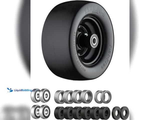 Lot 49-3528935 - 11x6.00-5 Flat Free Tire, Zero Turn Mower Front Tires with 3/4" or 5/8" and 1/2" Bearings, 5.2"- 8.3...