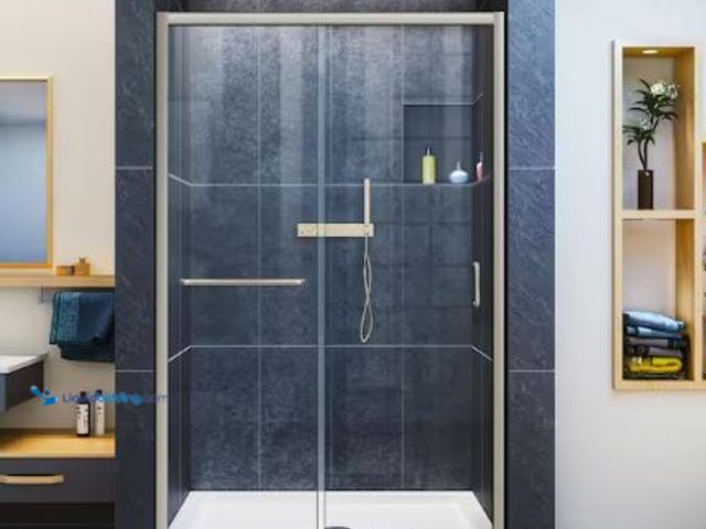 Lot 49-1565878 - DreamLine Infinity-Z 44 in. - 48 in. W x 72 in. H Semi Frameless Sliding Shower Door in Brushed Nick...