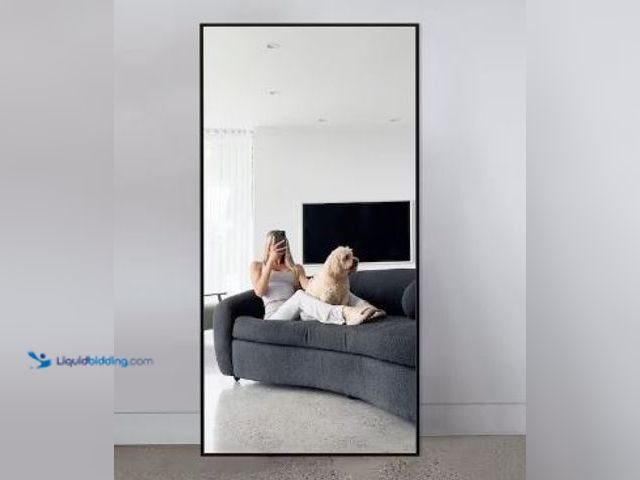Lot 49-1625490 - Sxiawe 28 in. W x 71.1 in. H Oversized Black Metal Frame Modern Classic Full Length Floor Standing M...