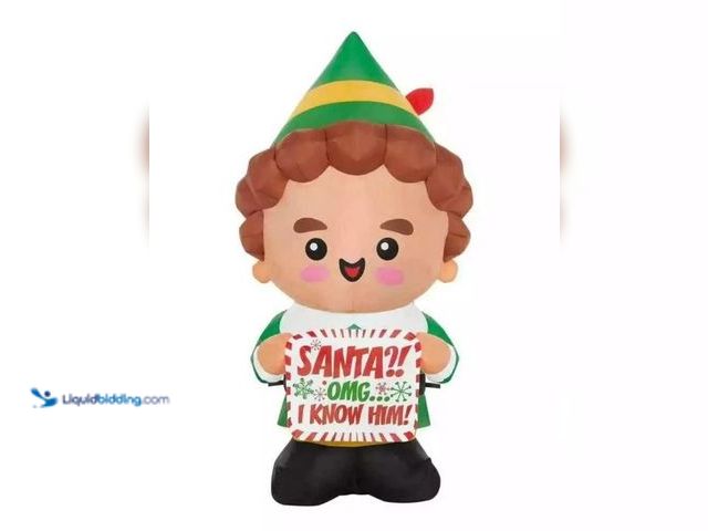 Lot 49-1546959 - Gemmy 3.5 ft. Tall LED Buddy the Elf with Banner Christmas Holiday Inflatable, Model # 14058613964, ...