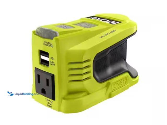 Lot 49-1566651 - RYOBI 18V ONE+ 150-Watt Portable Battery Inverter Power Source (Tool Only), Model # RYi150BGA, sligh...
