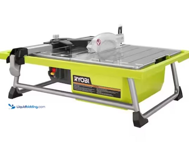 Lot 49-3470850 - RYOBI 4.8 -Amps 7 in. Blade Corded Tabletop Wet Tile Saw, Model # WS722, Used, Tested works.   Ref#S...