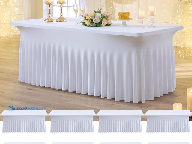 Lot 49-5408666 - 8 Pack Spandex Tablecloth for 6 Foot Rectangle Tables, Wrinkle Free Stretch Table Cloths 6ft Fitted ...