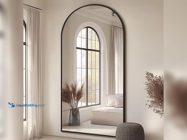 Lot 49-5454308 - MELOMOIR Arched Oversized Floor Mirror, 81"x41", Full Body Mirror for Bedroom/Living Room, Black Fra...