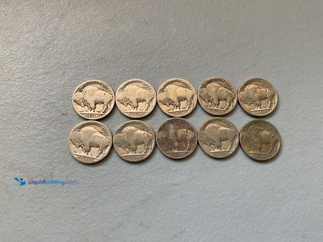 Lot 49-5341543 - LOT OF 10 VINTAGE BUFFALO NICKELS VARIOUS YEARS