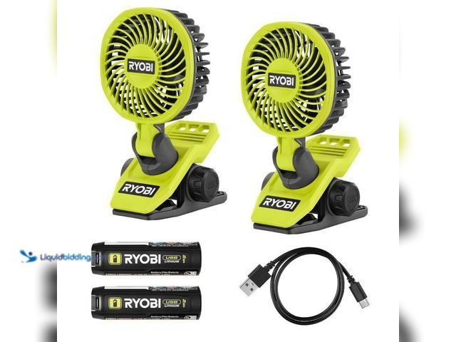 Lot 49-5538711 - RYOBI
USB Lithium Clamp Fan Kit 2-Pack with (2) 2.0 Ah USB Lithium Batteries and Charging Cable Unu...