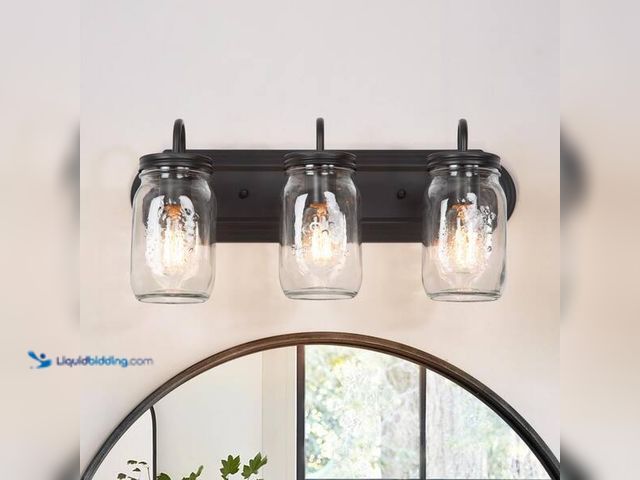 Lot 49-5452622 - LNC
Modern Farmhouse 19 in. 3-Light Black Bronze Bathroom Vanity Light with Clear Mason Jar Glass S...