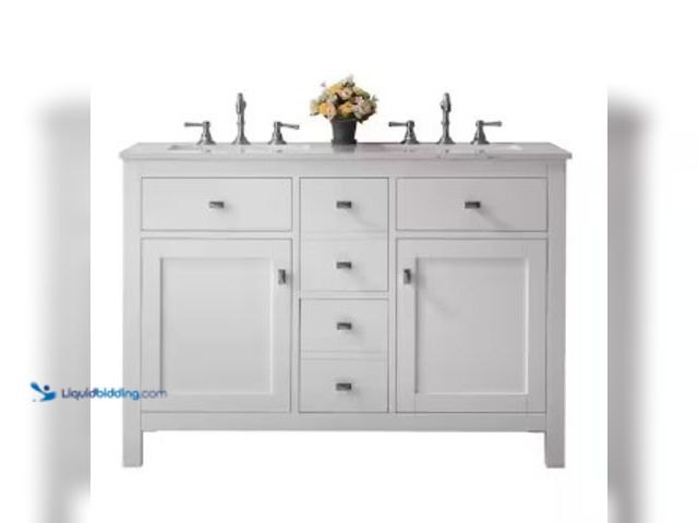 Lot 49-2022979 - Eviva Artemis 44 in. Double Sink White Bath Vanity with White Engineered Top (Assembled), Model # TV...