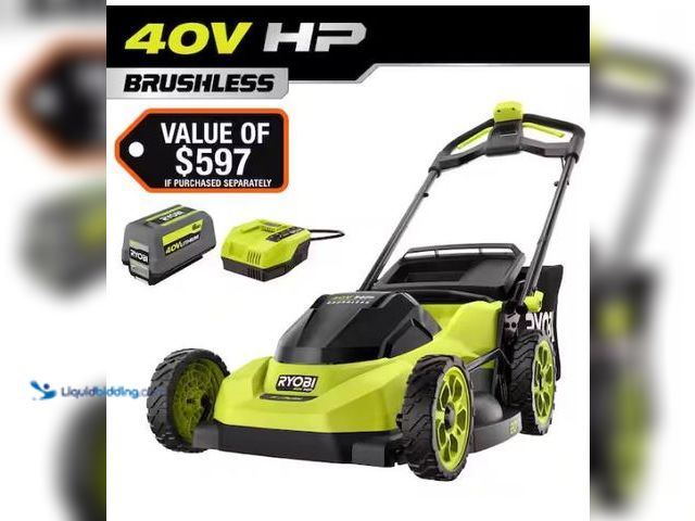 Lot 49-1577006 - RYOBI 40V HP Brushless 20 in. Cordless Battery Walk Behind Push Lawn Mower with 6.0 Ah Battery and C...