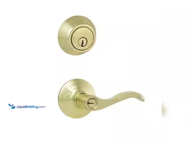 Lot 49-3470842 - Defiant Naples Polished Brass Combo Pack with Single Cylinder Deadbolt, Model # 32MYE7D1B, Unused.  ...