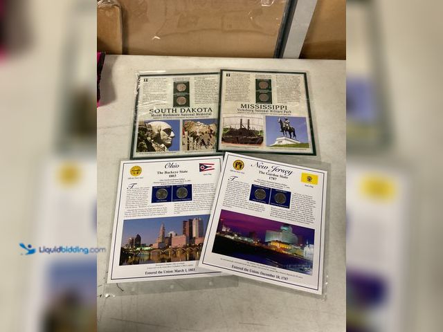 Lot 49-5467326 - LOT OF 4 STATEHOOD QUARTERS AND STAMP SETS INCLUDING SOUTH DAKOTA, MISSISSIPPI, OHIO AND NEW JERSEY