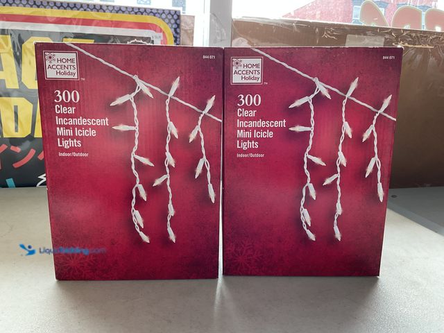 Lot 49-5450678 - Other LOT OF 2 HOME ACCENTS HOLIDAY 300 CLEAR INCANDESCENT MINI ICICLE LIGHTS INDDOR/OUTDOOR NEW IN ...