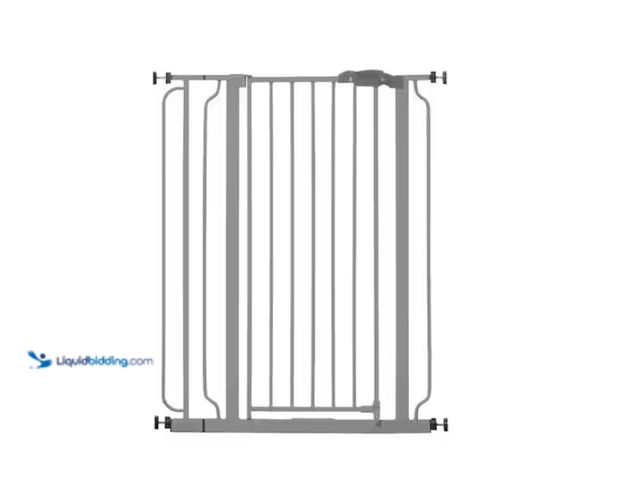 Lot 49-1622882 - egalo 36 in. Platinum Metal Easy Step Extra Tall Walk-Through Gate, Model # 1166 P DS. Unused, Has a...