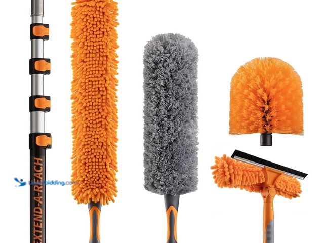 Kit De Dépoussiérage Télescopique Complet - Perche Extensible Pour Plafonds Hauts Et Accessoires - Neuf
