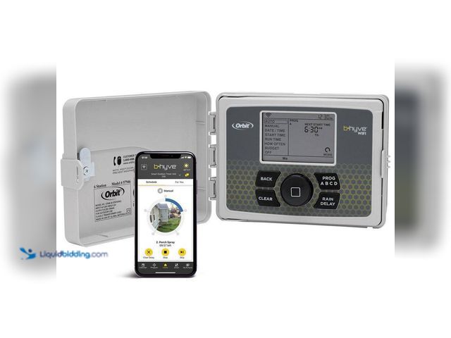 Lot 49-5552127 - Orbit
B-hyve 6-Zone Indoor/Outdoor Smart Sprinkler Controller, Works with Amazon Alexa. Model # 579...