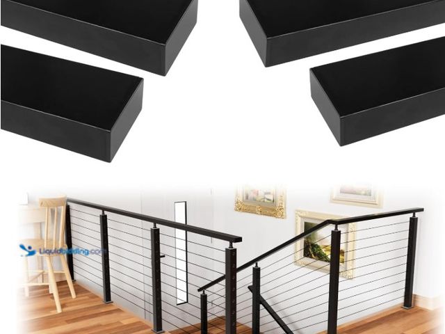 Lot 49-1516404 - Muzata 6'6" 4Pack Aluminum Black Cable Railing Handrail Rectangular Handrail for Cable Railing Syste...