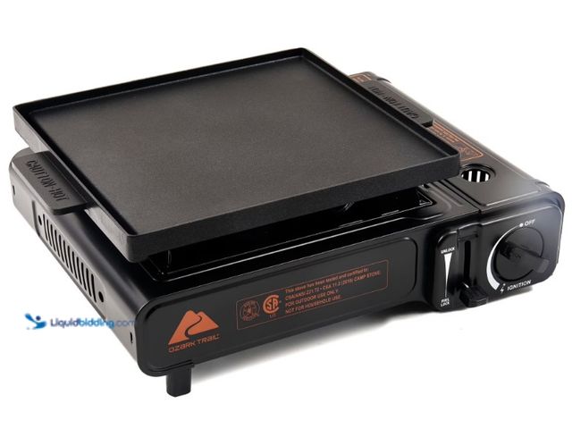 Lot 49-1625825 - Ozark Trail 2-in-1 Butane Griddle, Black, 7,650 BTU, Piezo-Electric 2.2kW, Outdoor Cooking, Model # ...