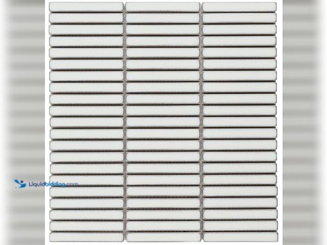 Lot 49-3631094 - APPROX. (10) SQ FT of Motek Snow White 1x4" Tri-Stacked Glossy Porcelain Mosaic Tile, Model # JBMOKS...
