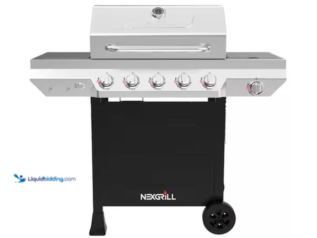 Lot 49-1622476 - Nexgrill 5-Burner Propane Gas Grill in Stainless Steel with Side Burner, Model # 720-0888SG, Slightl...