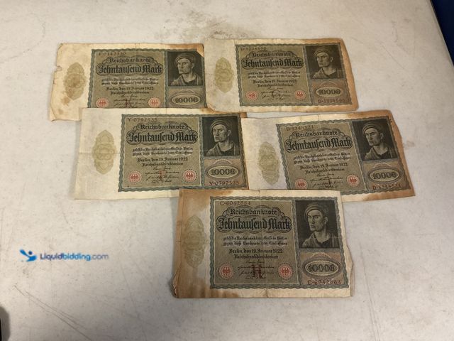 Lot 49-1505440 - LOT OF 5 FOREIGN CURRENCY REICHSBANKNOTE 10000 MARK 1922 GERMANY #COINS0122