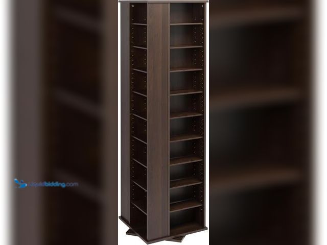 Lot 49-5448862 - Prepac 4 Revolving Display Cabinet Media Storage, Large Four-Sided Spinning Tower, Espresso. Model: ...