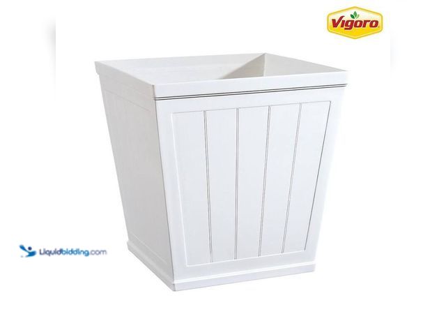 Lot 49-5406287 - Vigoro 20 in. Eden Large White Resin Square Planter (20 in. L x 20 in. W x 20 in. H), Model # HD1114...