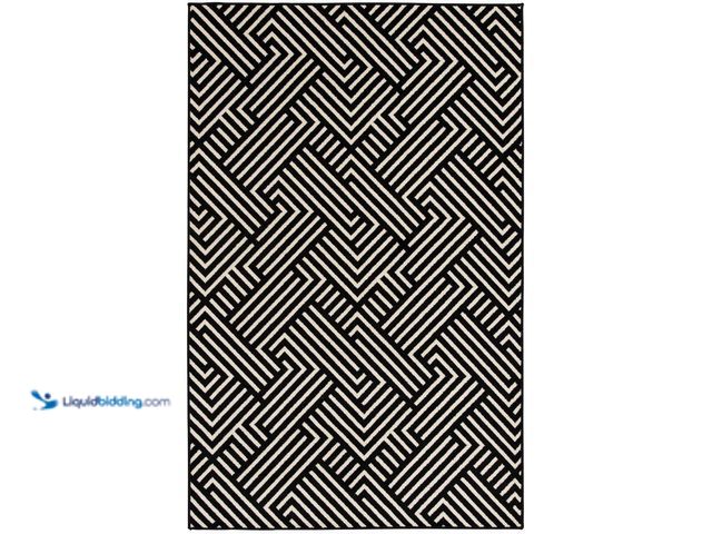 Lot 49-5408983 - LOOMAKNOTI Tecopa Trenten Black 4 ft. x 6 ft. Geometric Polypropylene Indoor/Outdoor Area Rug. [Mode...