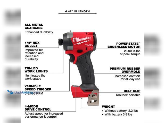 Lot 49-3566138 - Milwaukee
M18 FUEL 18V Lithium-Ion Brushless Cordless 1/4 in. Hex Impact Driver (Tool-Only). Model ...