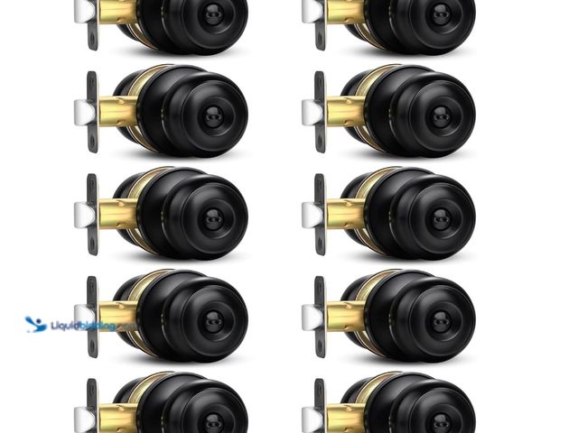 Lot 49-3430424 - (10-Pack) Sopoby Privacy Door Knob, Matte Black Round Keyless Doorknobs Interior/Exterior Lockset, P...
