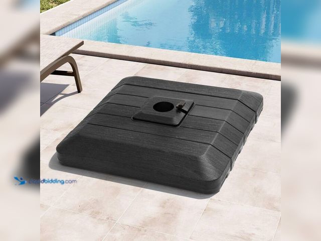 Lot 49-2024994 - Crestlive Products 4-Part Patio Cantilever Umbrella Base in Black HDPE Outdoor Weighted Umbrella Sta...