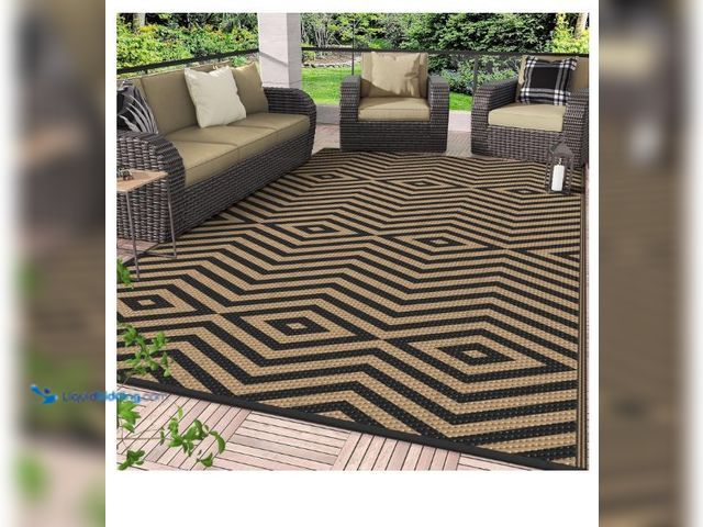 Lot 49-1577202 - GENIMO Outdoor Rug for Patio Clearance, 8'x10' Reversible Plastic Straw Rugs, Lightweight Waterproof...