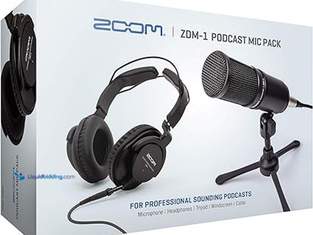 Lot 49-3513297 - Zoom ZDM-1 Podcast Mic Pack, Podcast Dynamic Microphone, ZHP-1 Headphones, TPS-4 Tripod, Windscreen,...