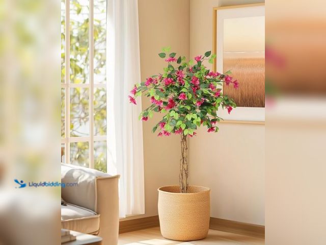 Lot 49-1516791 - GarveeHome 4FT Artificial Bougainvillea Tree, Tall Potted Fake Bougainvillea Trees, Faux Tree with W...